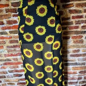 Long high waisted sunflower skirt